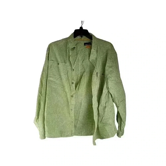 Orvis Mens Shirt Green Long Sleeve Collared Button Plaid Embroidered Logo XL - Picture 2 of 13